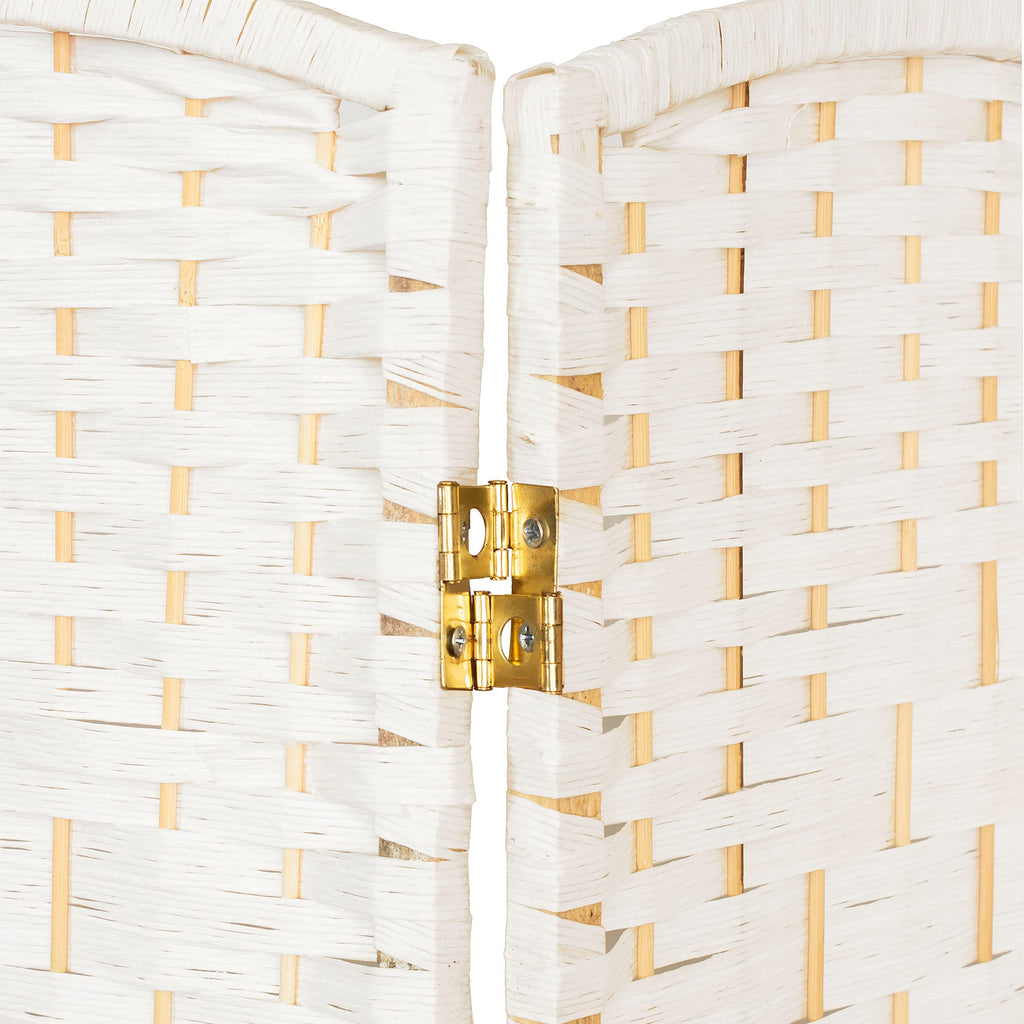 3 ft. Short Fiber Weave Folding Screen - White - 4 Panels