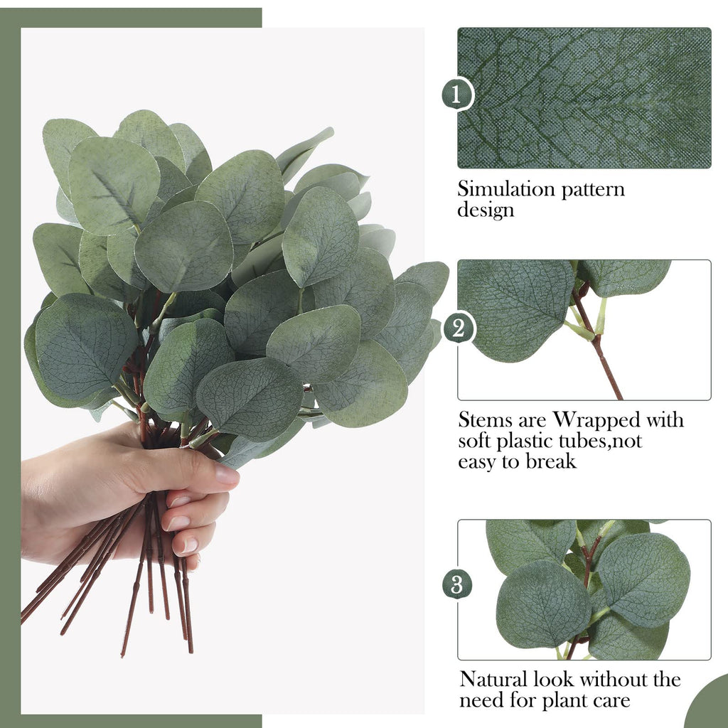 120 Pieces Artificial Eucalyptus Leaves Set Greenery Eucalyptus Stem