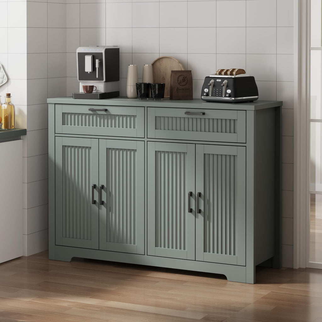 Buffet Cabinet with 2 Storage Drawers, Farmhouse Coffee Bar Table with Storage and Adjustable Shelf, 47.2" Wide