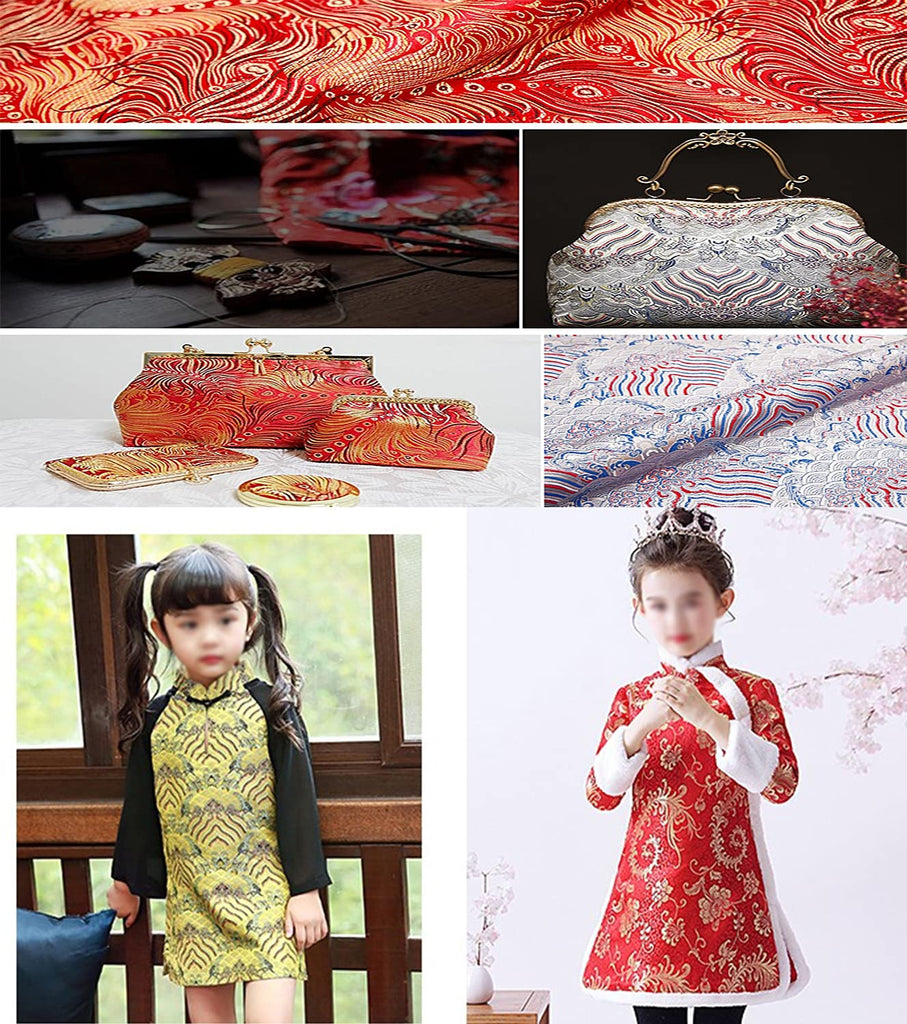 Brocade Silky Satin Fabric Silk Surface Bright Delicate Texture Dense 75X50cm, D