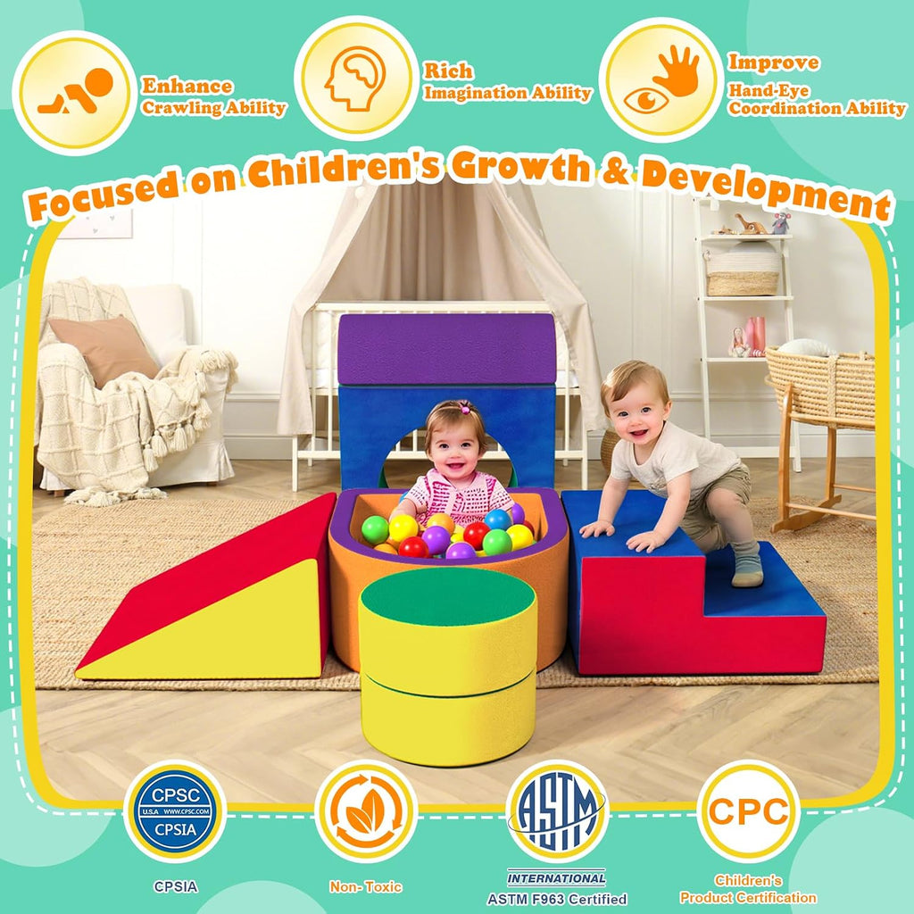 6PC Toddler Climbing Toys Indoor, Foam Climbing Blocks for Toddlers