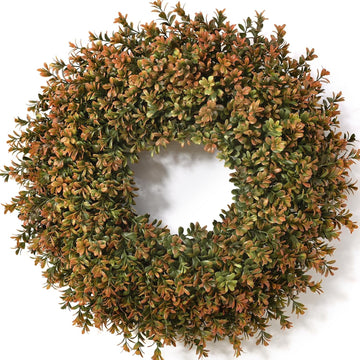26'' Fall Boxwood Wreath for Front Door Decor, Orange