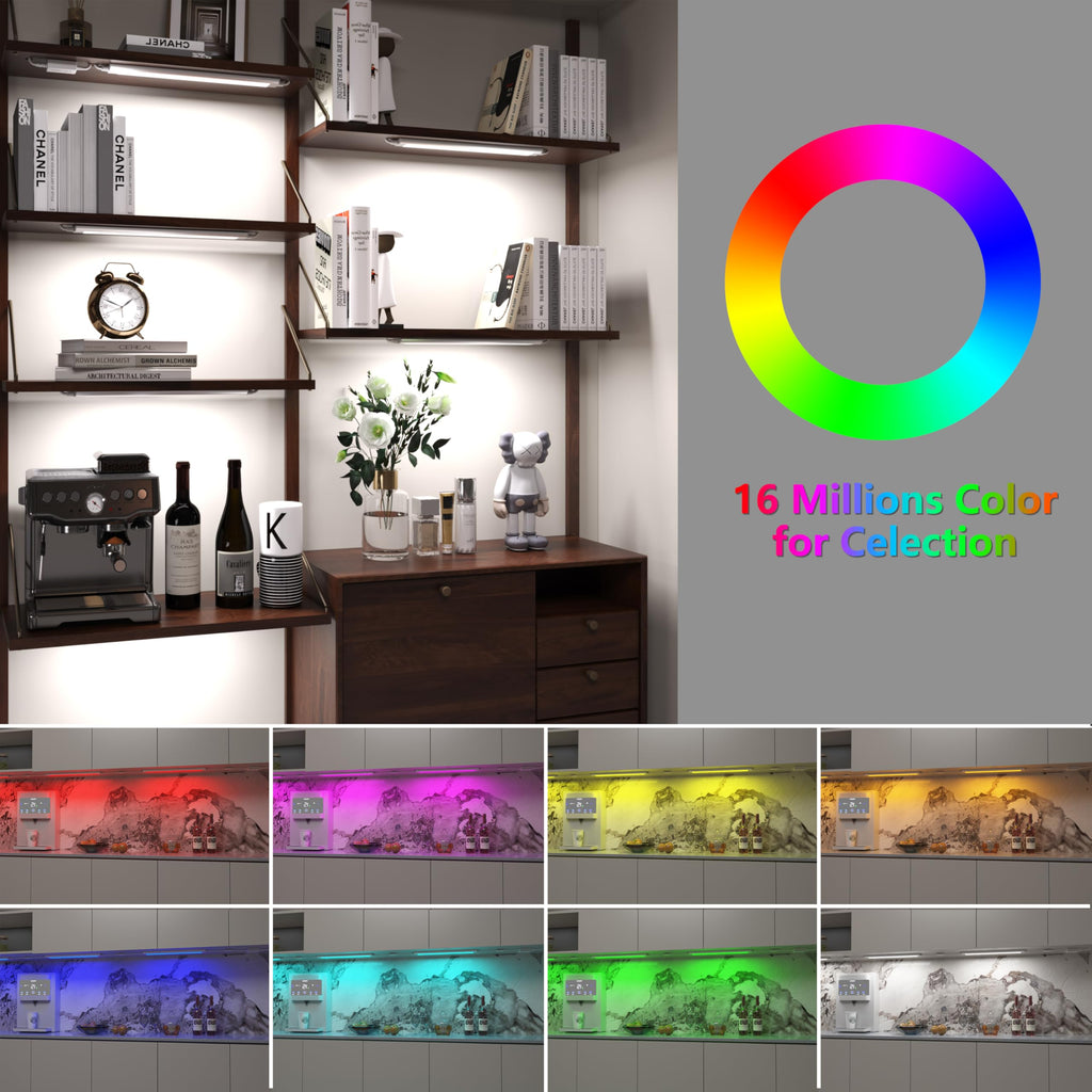 Smart LED Under Cabinet Lights, RGBW 6-Bar Kit