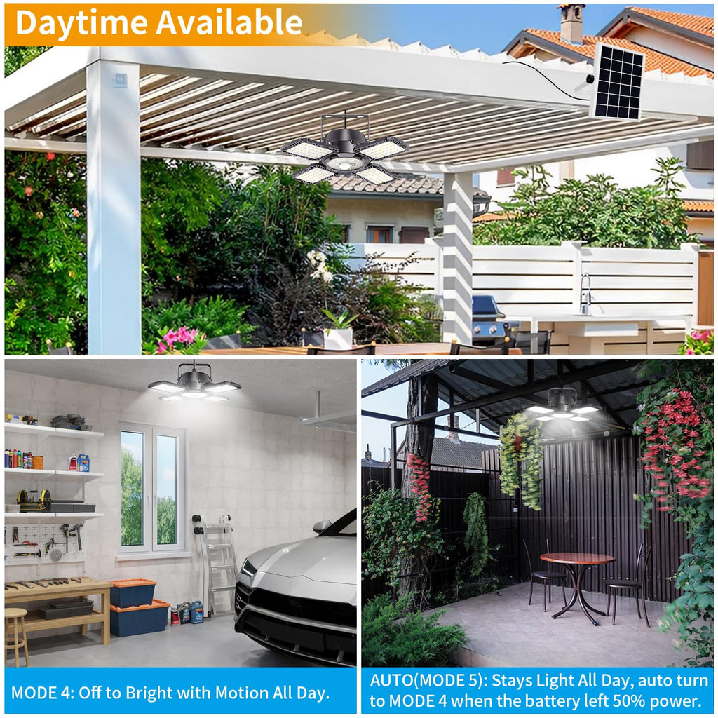 Solar Shed Light Outdoor Indoor, Solar Powered Motion Sensor Pendant Light Daytime Available, Solar Indoor