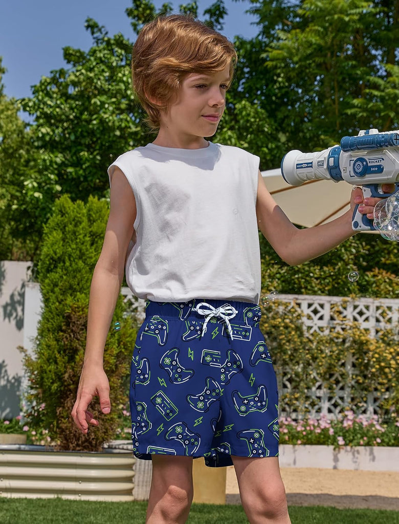 2 in 1 Boy's Swim Trunks Zipper Pockets Kids Bathing Suits