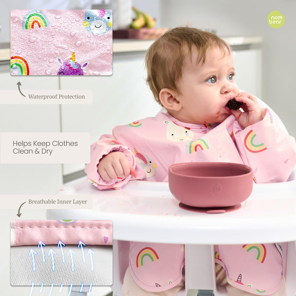 Waterproof Smock Baby Bibs for Eating (6-24 Months), 1 Pack