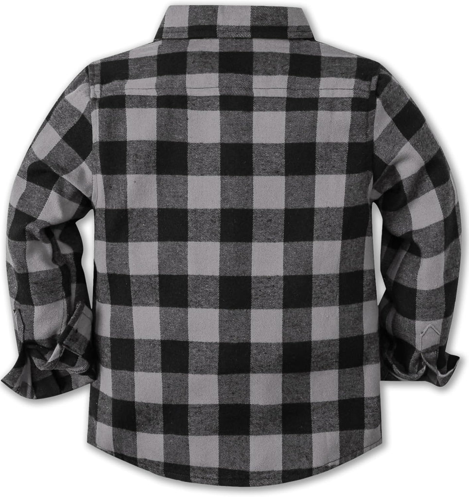 Boys Long Sleeve Flannel Plaid Shirt Button Down Shirts