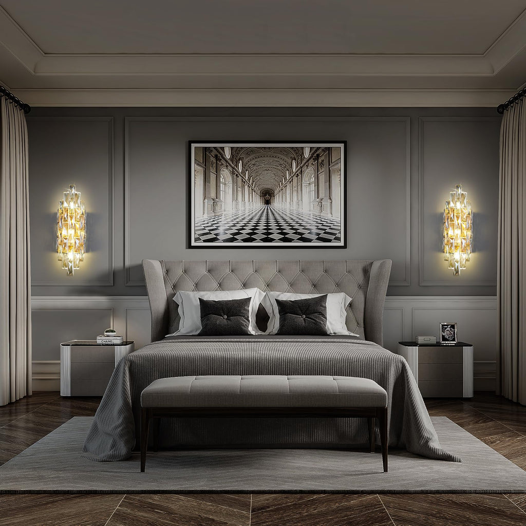 Modern Crystal Wall Sconces,Gold Wall Light Fixtures, Luxury Indoor Wall Lamp,Crystal Vanity Wall Mount Lamps,Wall