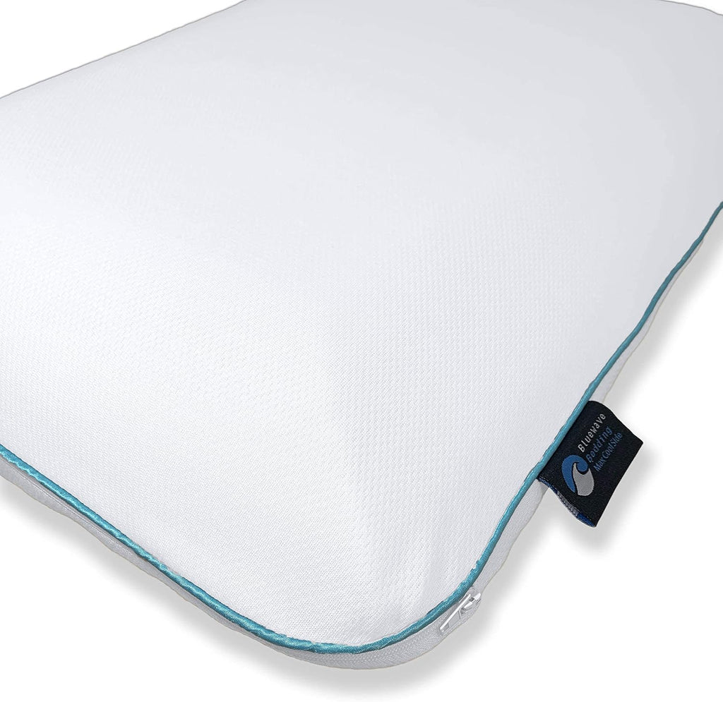 Bedding Super Slim Max Cool CarbonBlue Gel Memory Foam Pillow for Stomach and Back Sleepers - Thin, Flat Design with