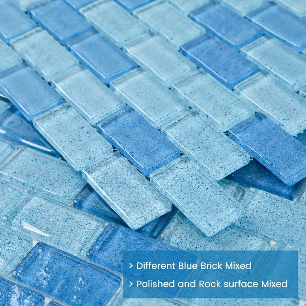 Pool Tile Glass Mosaic Backsplash Light Blue 12 Inch 5 sq.ft.