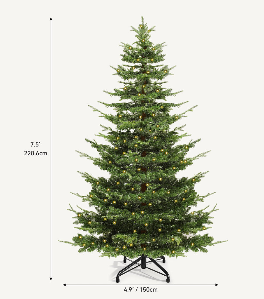 7.5FT Pre-Lit Aspen Fir Artificial Christmas Tree 700 LED Remote Timer