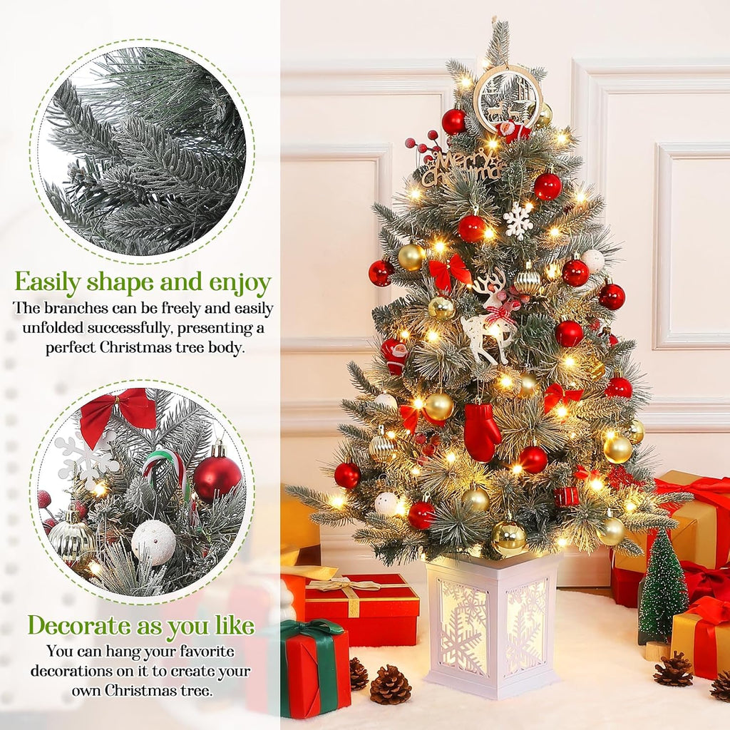 3FT Flocked Fiber Optic Christmas Tree with Color-Changing Lights