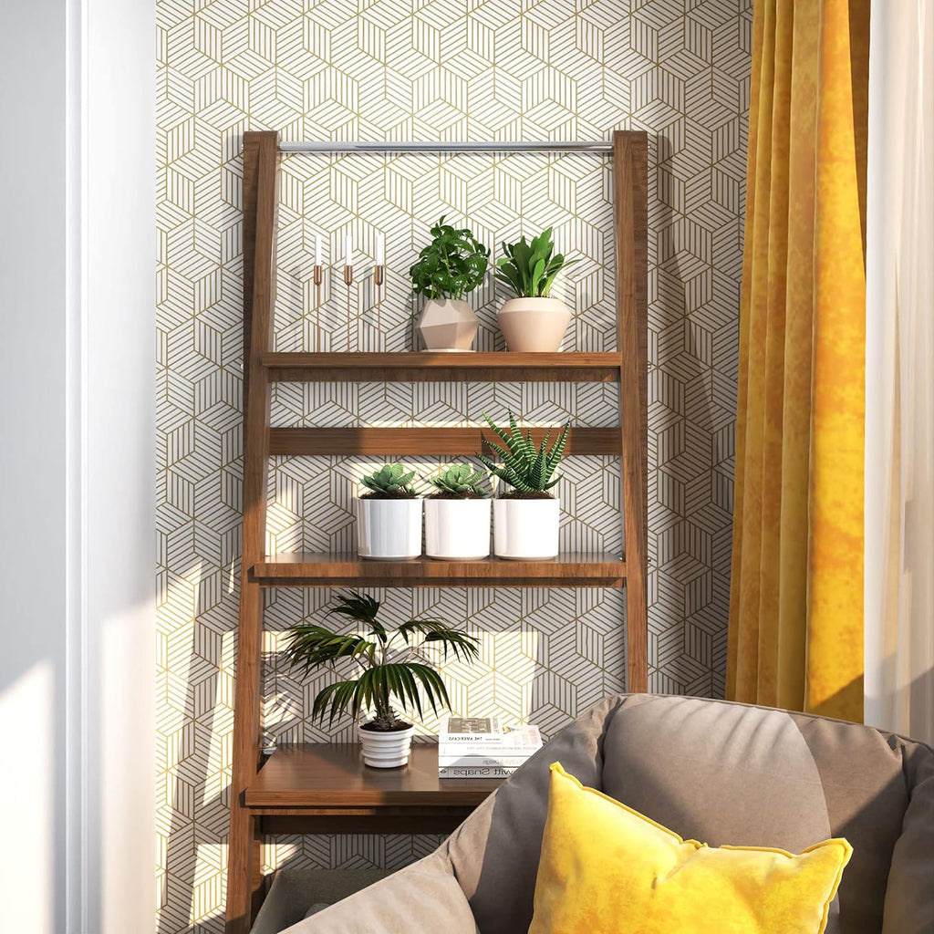 Geometric Contact Paper Peel and Stick Wallpaper Gold 17.7"×393" | Self Adhesive, Removable Wallpaper /Bathroom