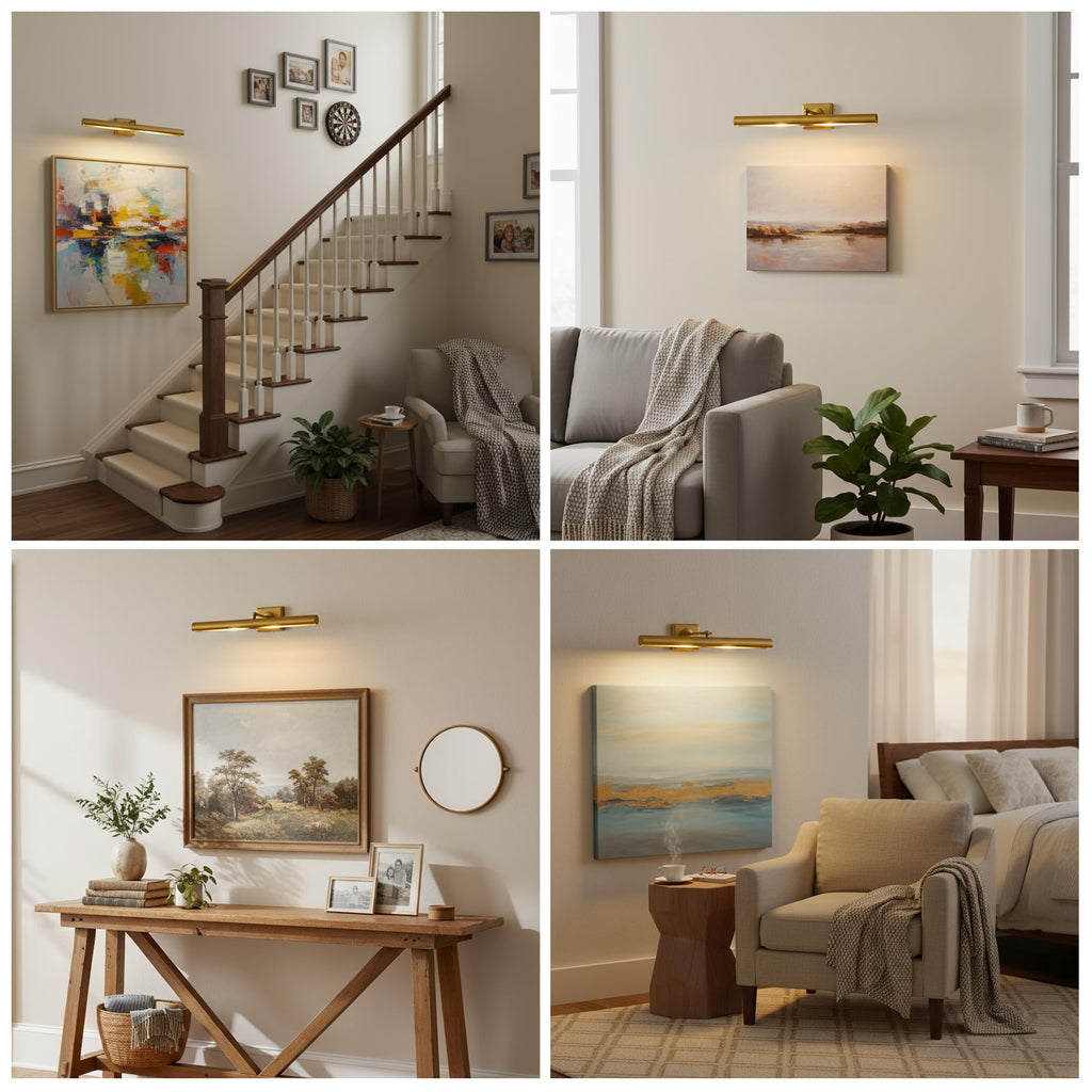 Hardwired Picture Light 24", Dimmable Brass Wall Sconce for Art Display