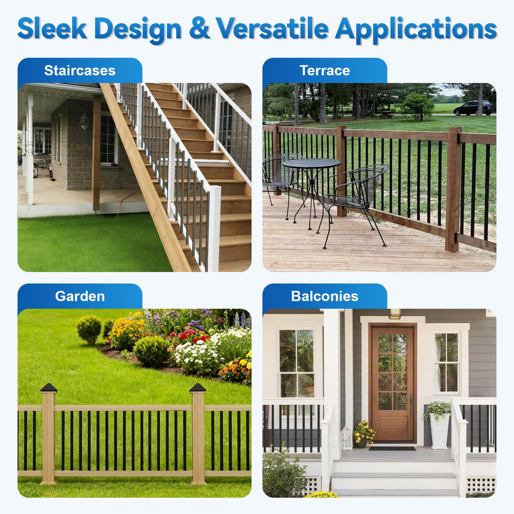 60 Pack 32" Deck Balusters, Metal Balusters for Deck Railing