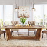 70.87-Inch Large Dining Table: Wood Long Dining Room Table for 6-8, Rectangular Farmhouse Kitchen Dinner Table with