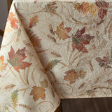 Autumn Jacquard Printed Fabric Tablecloth for Fall, Harvest, and Thanksgiving Table Cloth (Natures L
