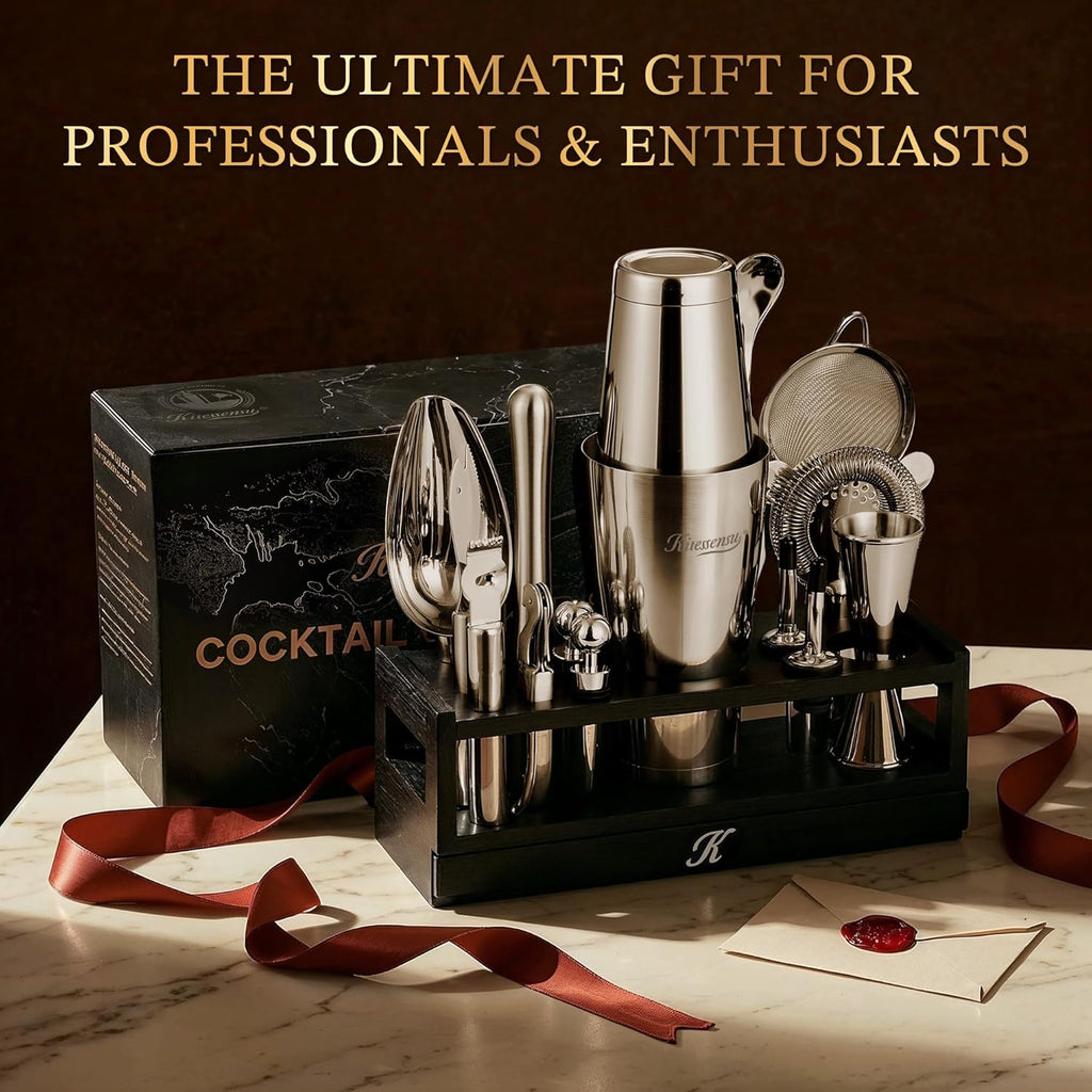 25-PC Professional Bartender Kit, Bar Tool with Drawer Stand - Set of 25