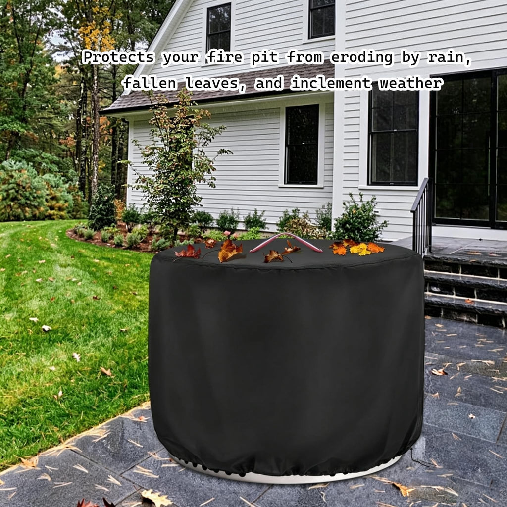 Fire Pit Cover Round, 30 Inch 600D Outdoor Propane Firepit Cover
