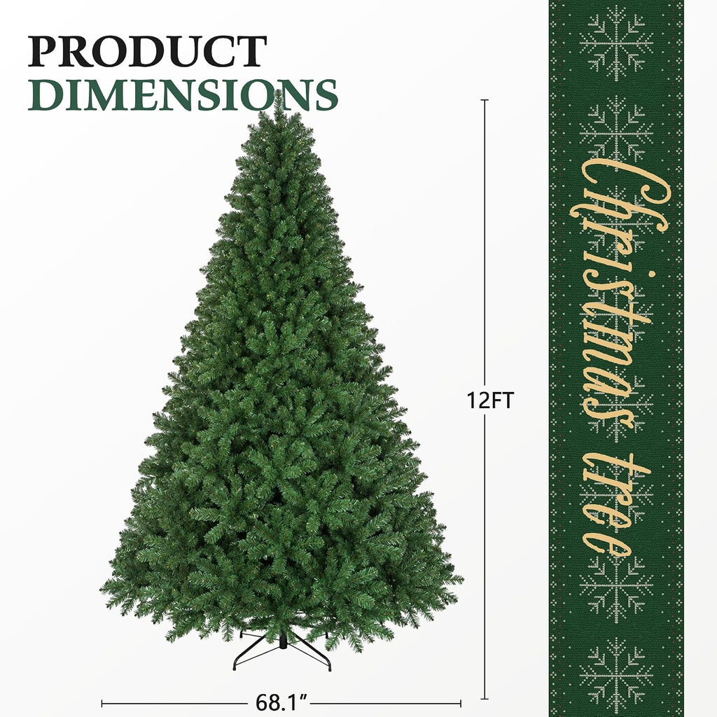 Artificial Christmas Tree, Christmas with Over 4200 Branch Tips and 1200 LED,Artificial Pine Lighted Holiday Tree