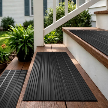 Outdoor Stair Treads for Wooden Floor Non Slip Black 8"×30" 5PCS