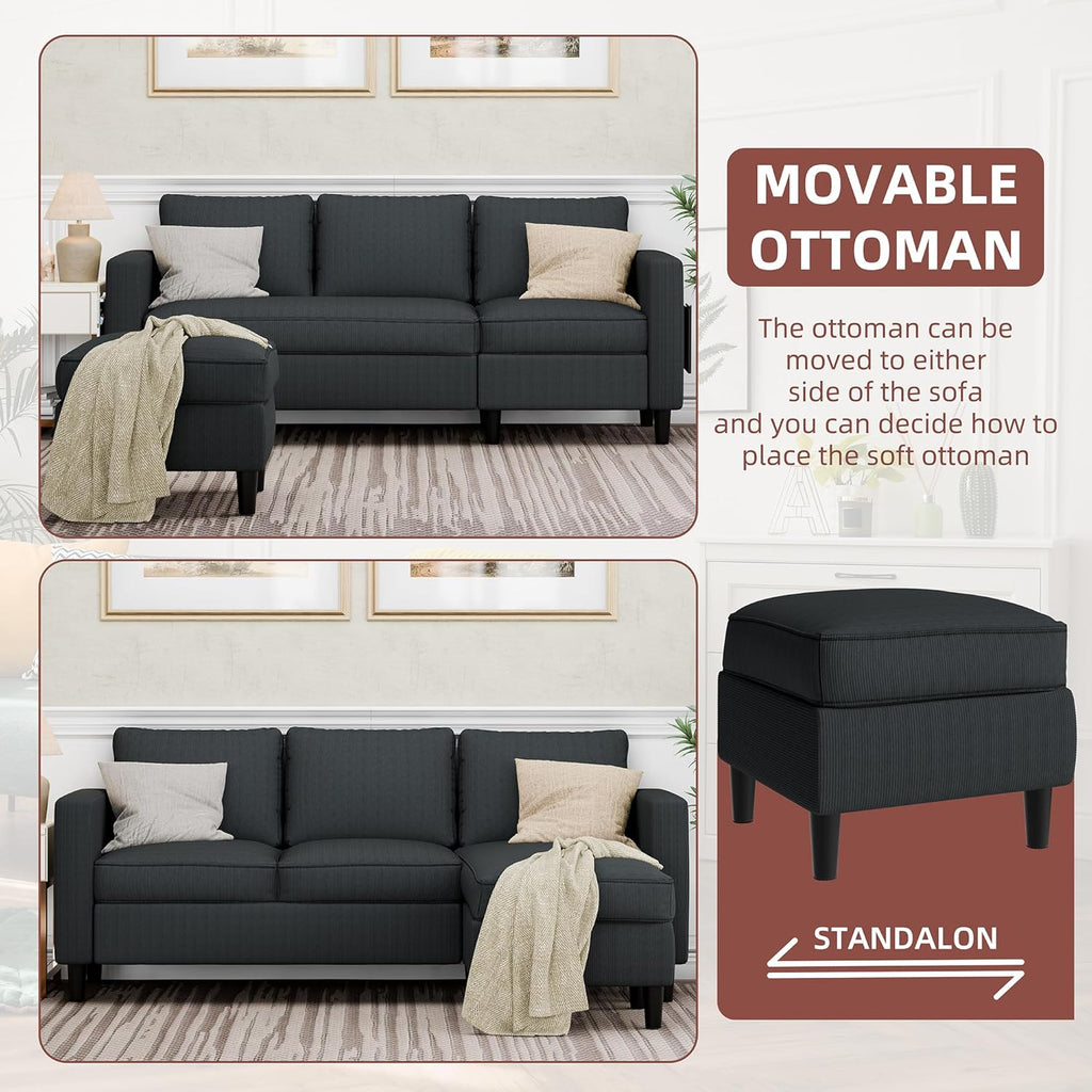 Sectional Sofa Couch Convertible L Shaped Sofas with Ottoman Small Sectional Couches for Living Room