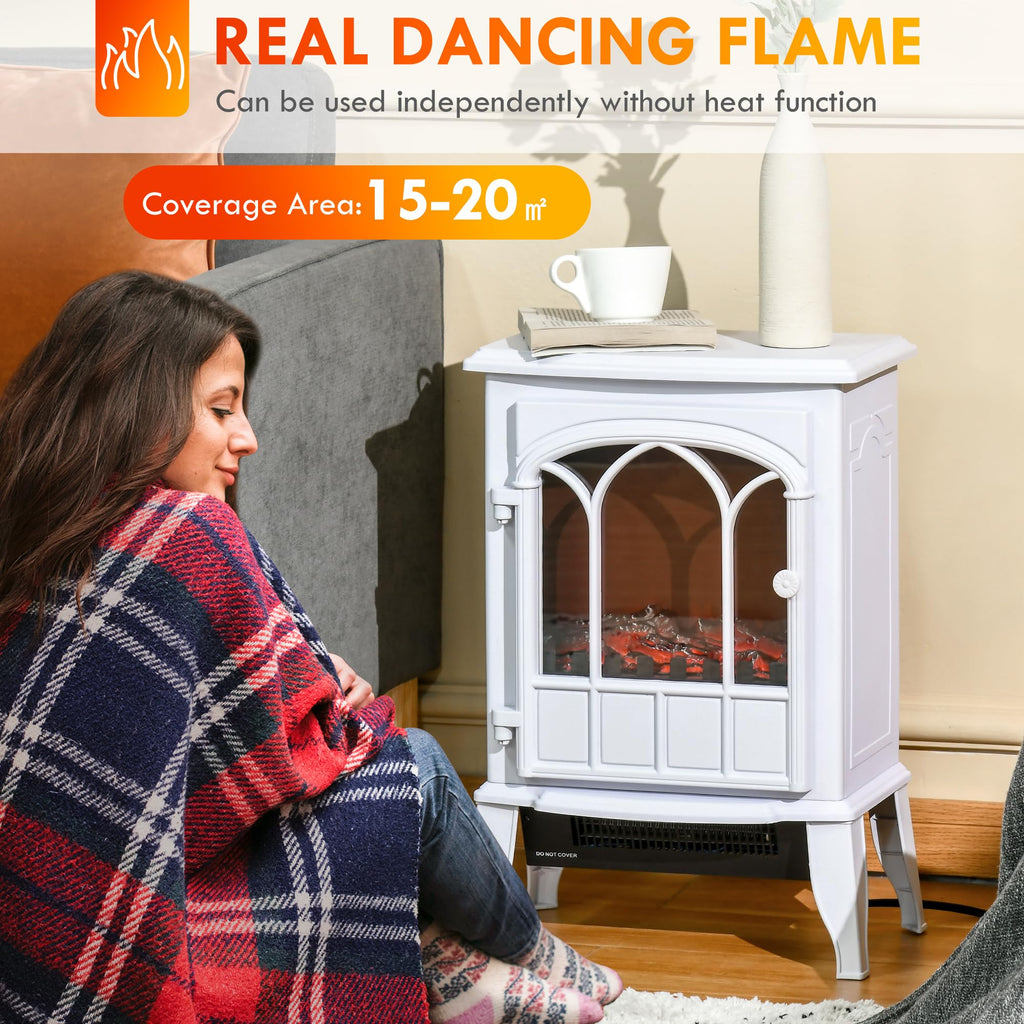 22" Electric Fireplace Stove Freestanding Fire Place Heater White