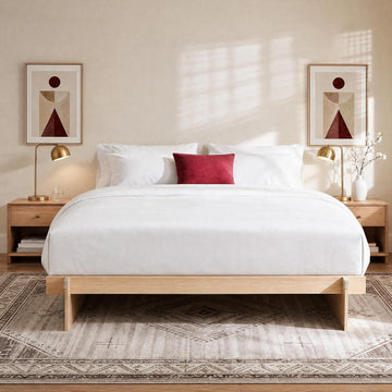Wood Platform Bed Frame, Japanese Joinery Tool‐Free Bed Frame