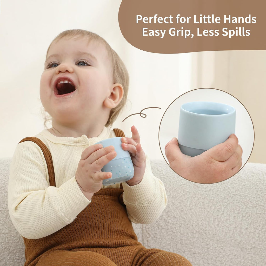 Baby Training Cup & Sippy Cup Set | 4 Months+ | Baby-Led Weaning Essential | Gift for Infants (Mint Cup Set, 2 Pack)