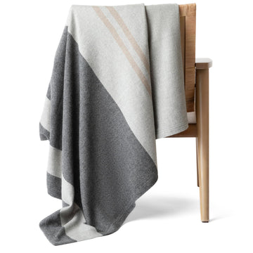 100% Cashmere Throw Blanket for Couch & Bed 73"x53" Gray Beige