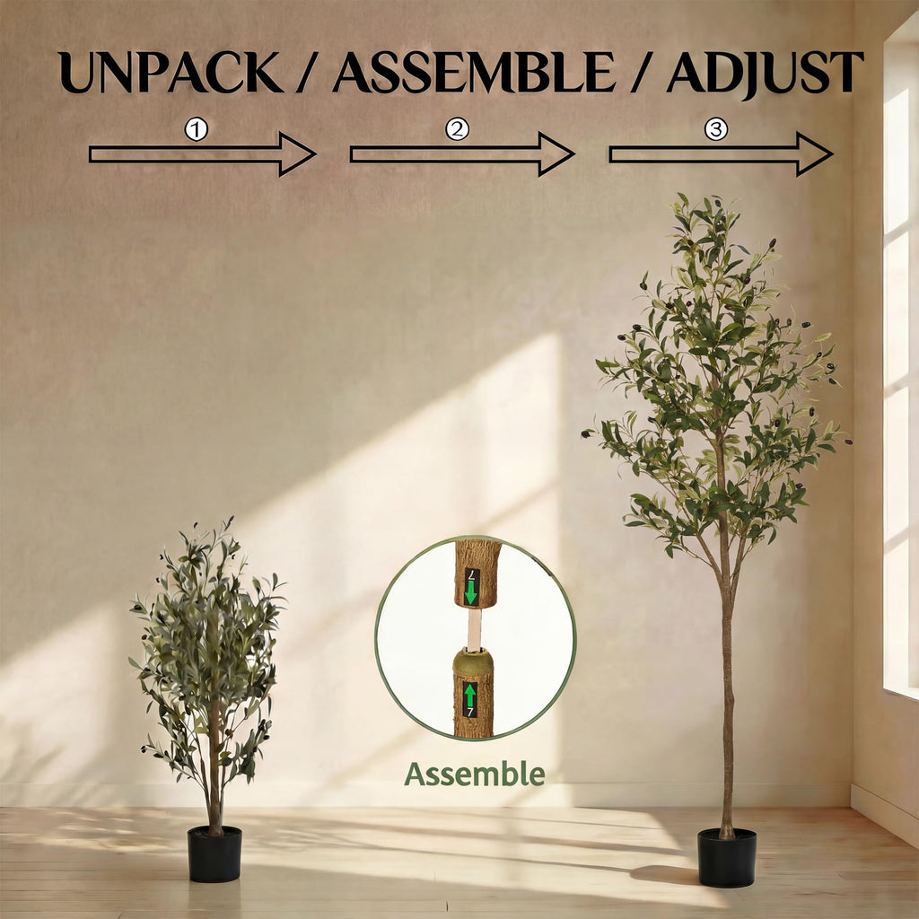 Artificial Olive Tree, 6FT Faux Olive Trees with Lifelike Olive Branches and Fruits, Fake Floor Plants with Pot for