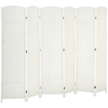 Room Divider Freestanding 6 Ft 6 Panel Folding Privacy Screen White