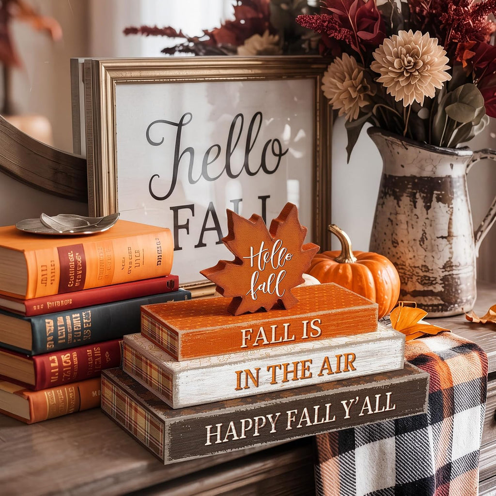 Fall Decor Wooden Maple Leaf Decoration Kitchen - Set of 4
