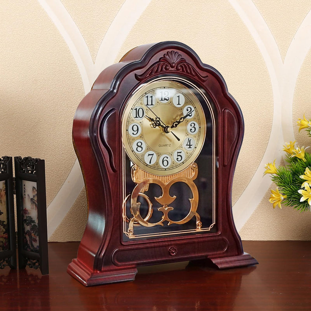 Antique Mantel Clock with Pendulum, Battery Operated(9.64" x 11.02")