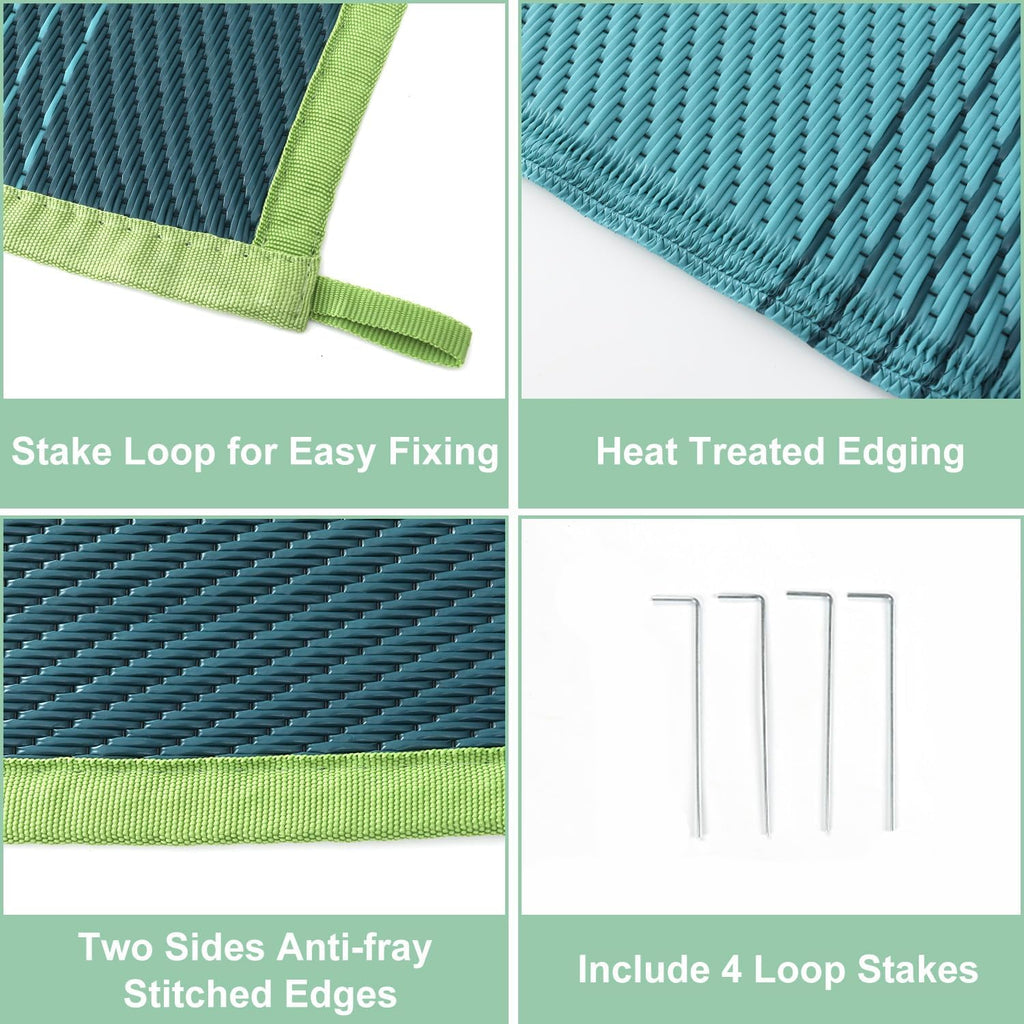 Ombre Outdoor Rug Waterproof, Plastic Straw Outside Rug, Camping Rugs for Outside RV, Large Outdoor Area Rug
