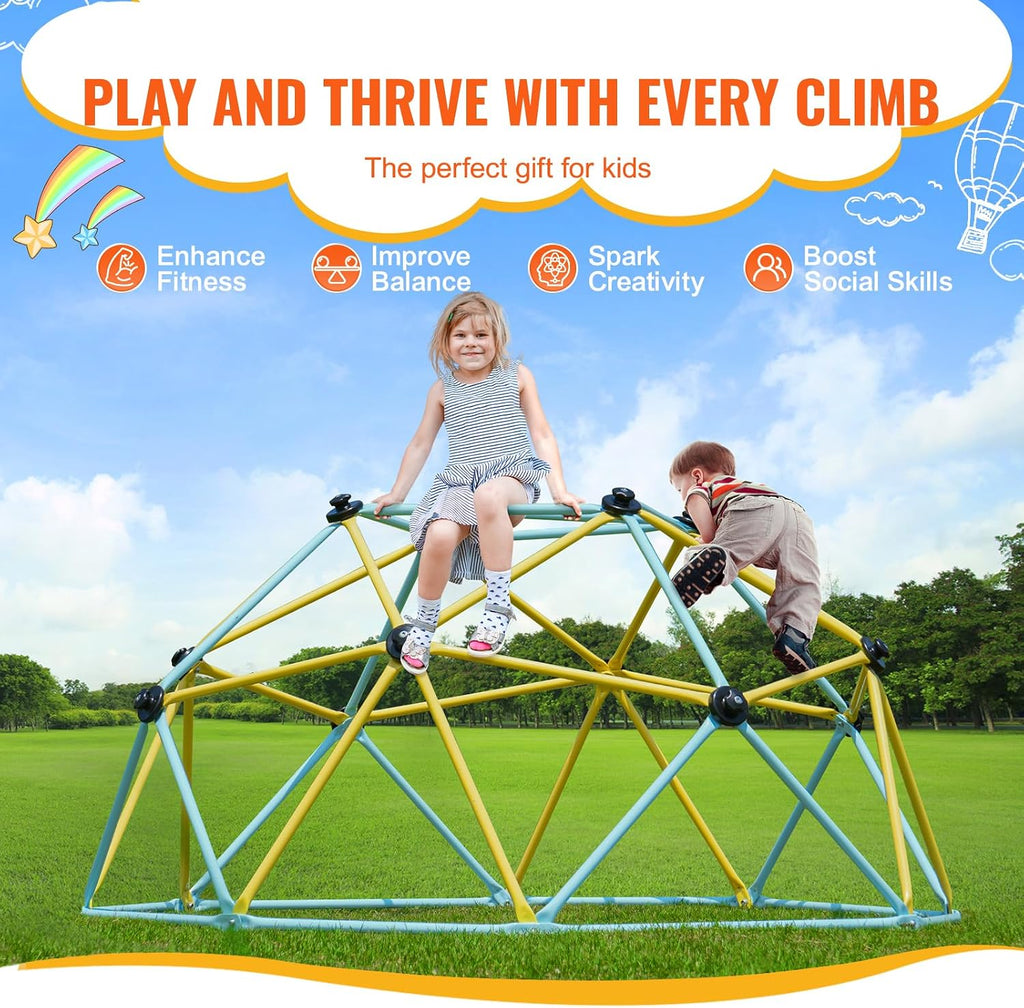 Climbing Dome, 6FT Jungle Gym for Kids 3 to 9 Years Old, Geometric Dome Climber Play Center Supports 600LBS and Easy