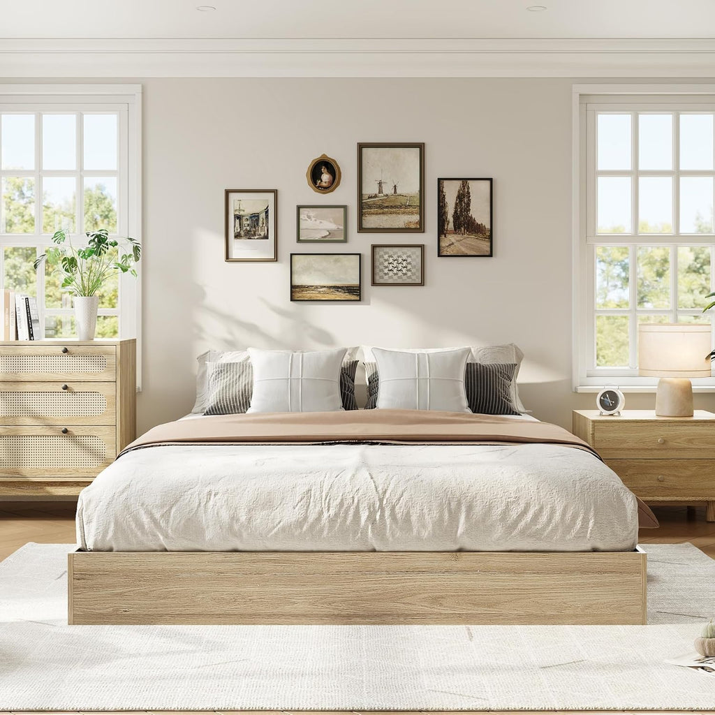 Bed Frame Solid Wood Platform, Low Profile Floor-Standing Japanese Style Bed, No Box Spring Needed, Easy Assembly 10