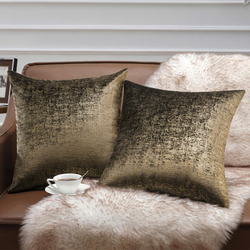 Pack of 2 Sparkling Velvet Geometric-pattern Throw Decorative Pillow Cover Soft Gold Glitter Square Cushion Cover