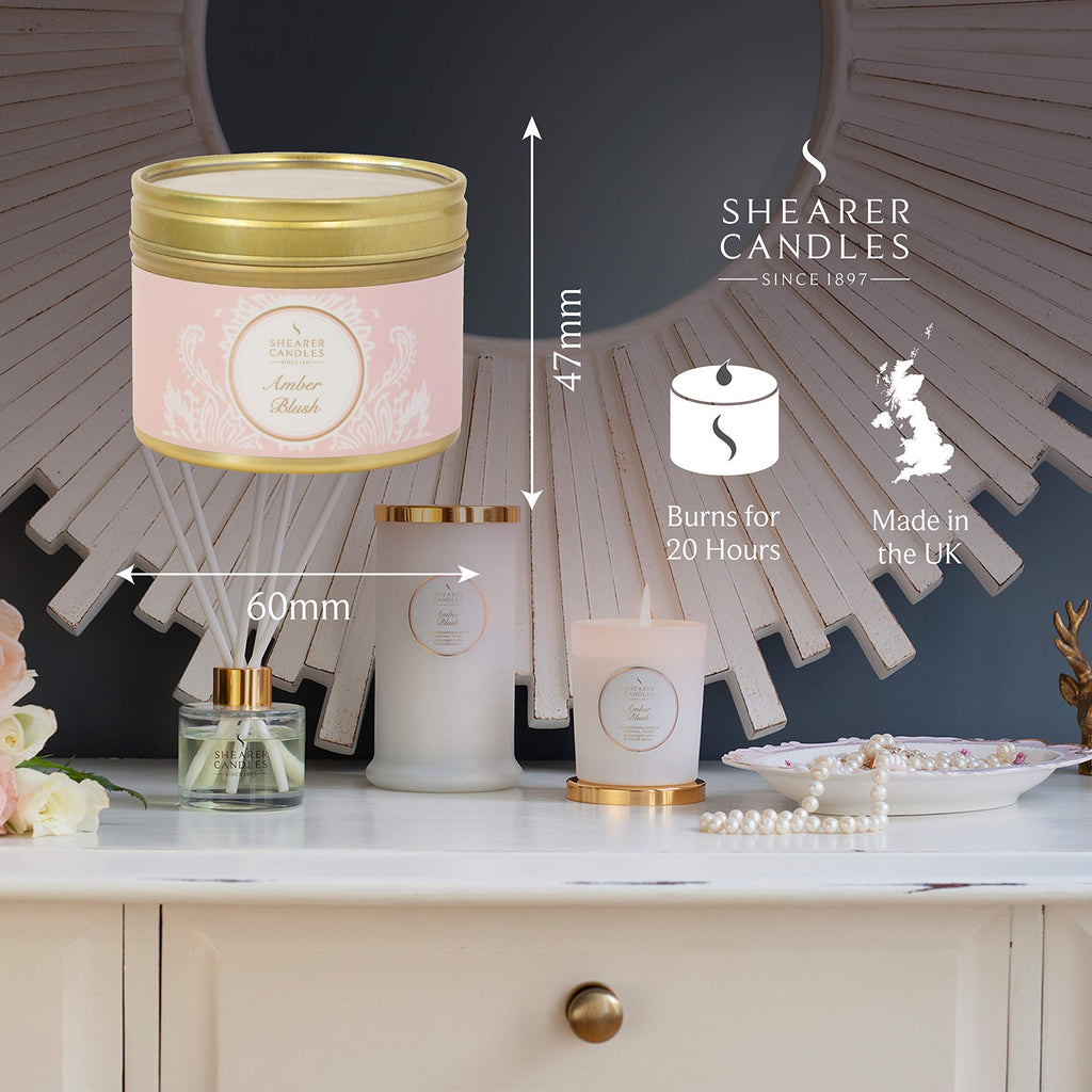 Tin Candle, Paraffin Wax, Metal, Cotton Wick, Fragrance & Essential Oils, Paper, White, Pink, Gold, Small