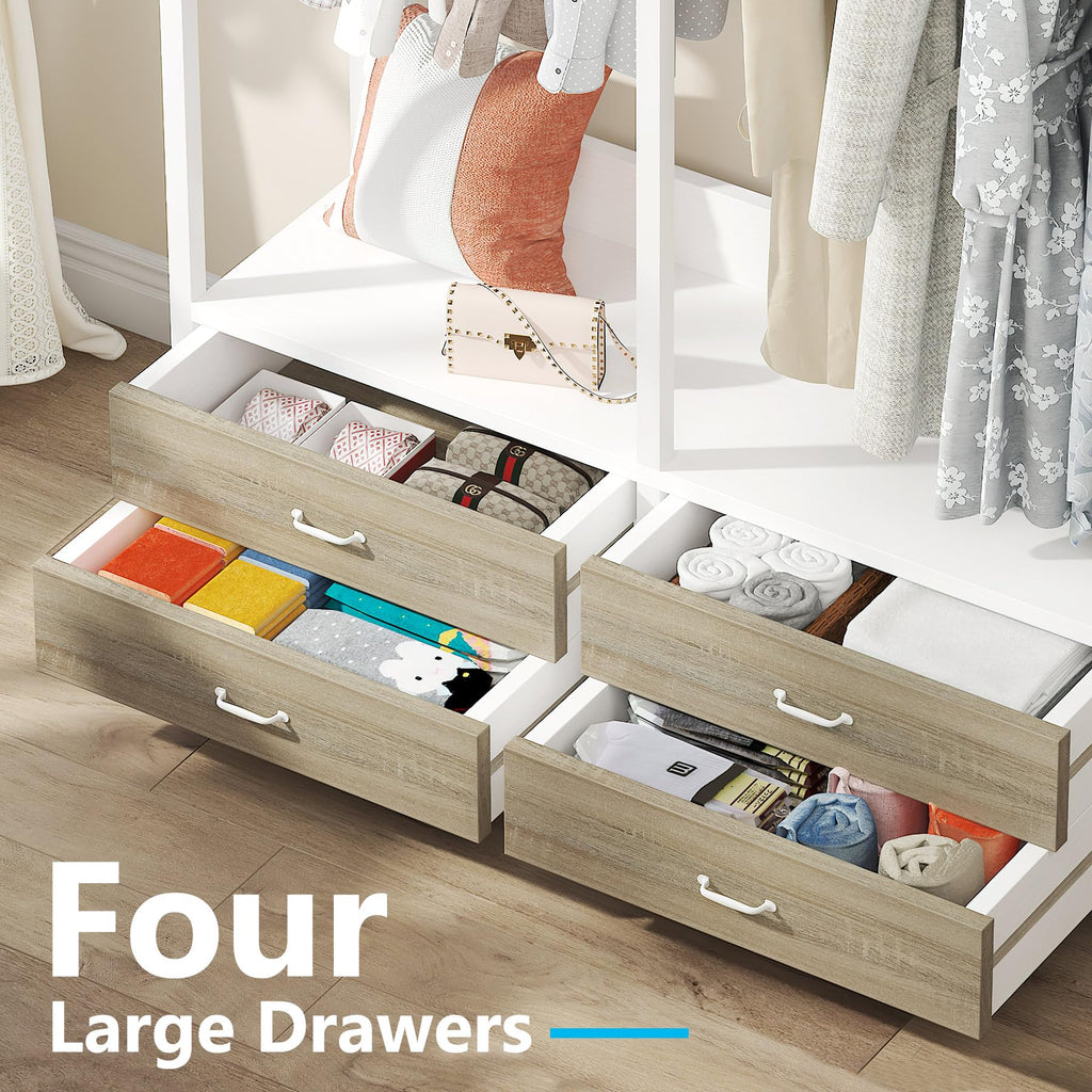 Freestanding Closet Organizer, Garment Rack with 4 Drawers