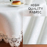 Lace Tablecloth for Rectangle Dining Tables 52 x 70 Inches White Peonies Lace Vintage Party Wedding 