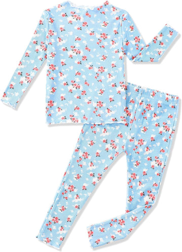 Toddler Girls Pajamas Bamboo Viscose Long Sleeve Snug Fit 12M