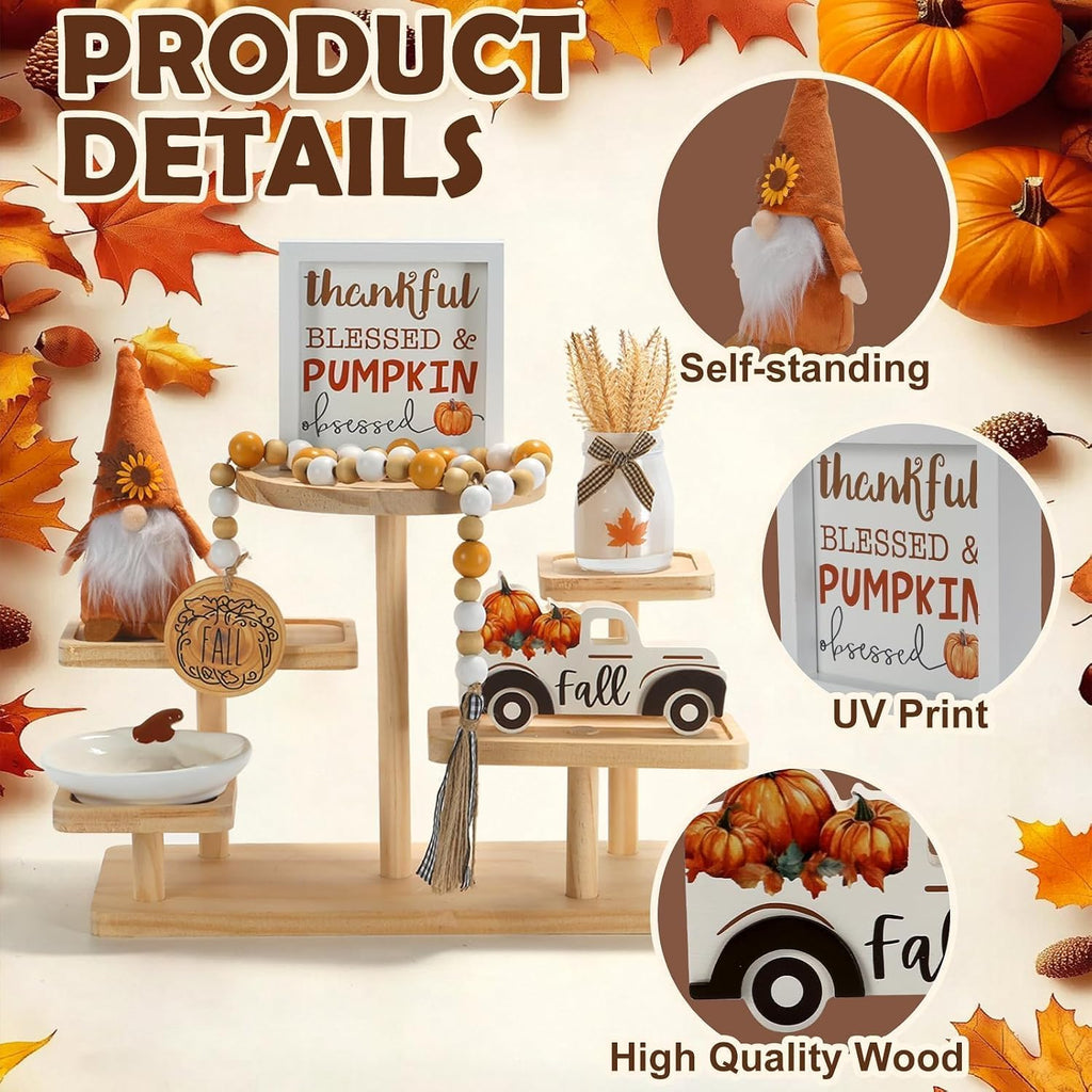 Fall Decorations Fall Thanksgiving Tiered Tray Decor Set - Set of 6