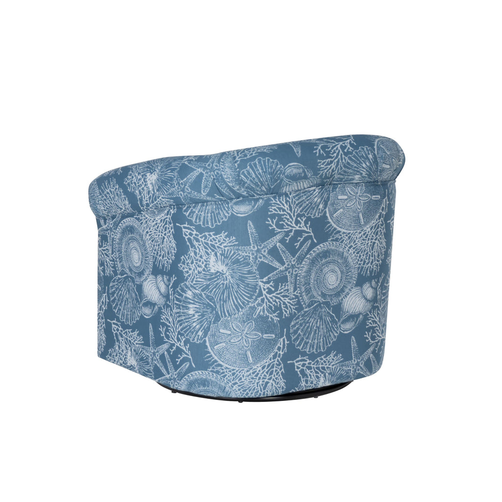 Felicity Blue & White Coastal Swivel Club Chair