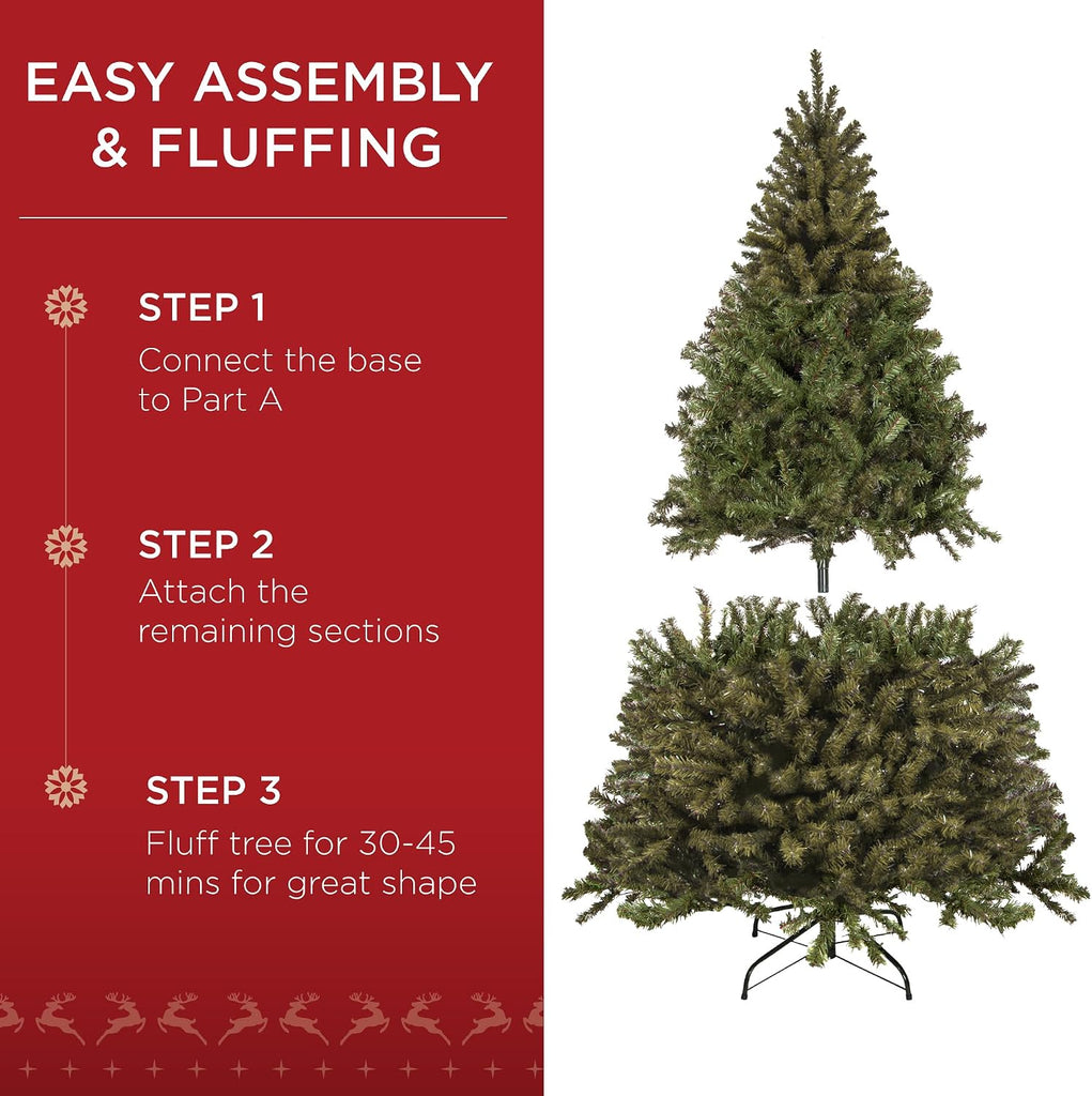 Artificial Christmas Tree, 4.5ft Premium Unlit Realistic Spruce Holiday Décor w/Dense Branches, Easy Assembly, Metal