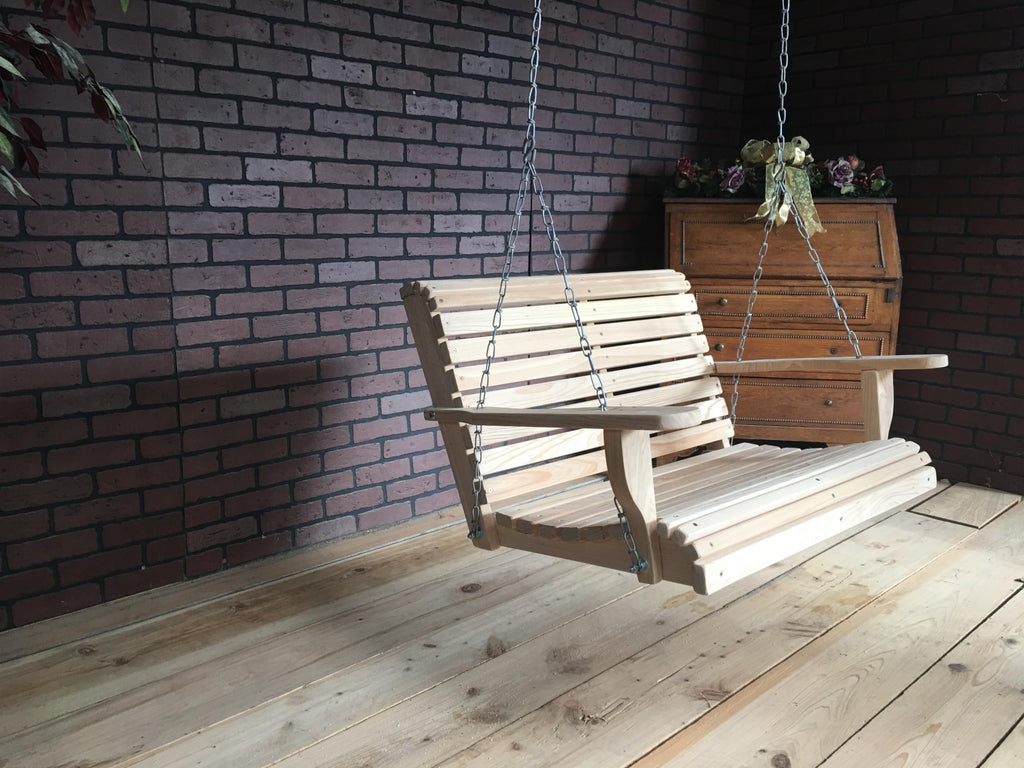 3FT Cypress Roll Porch Swing Made in USA with Hanging Hardware Apartment Size Swing