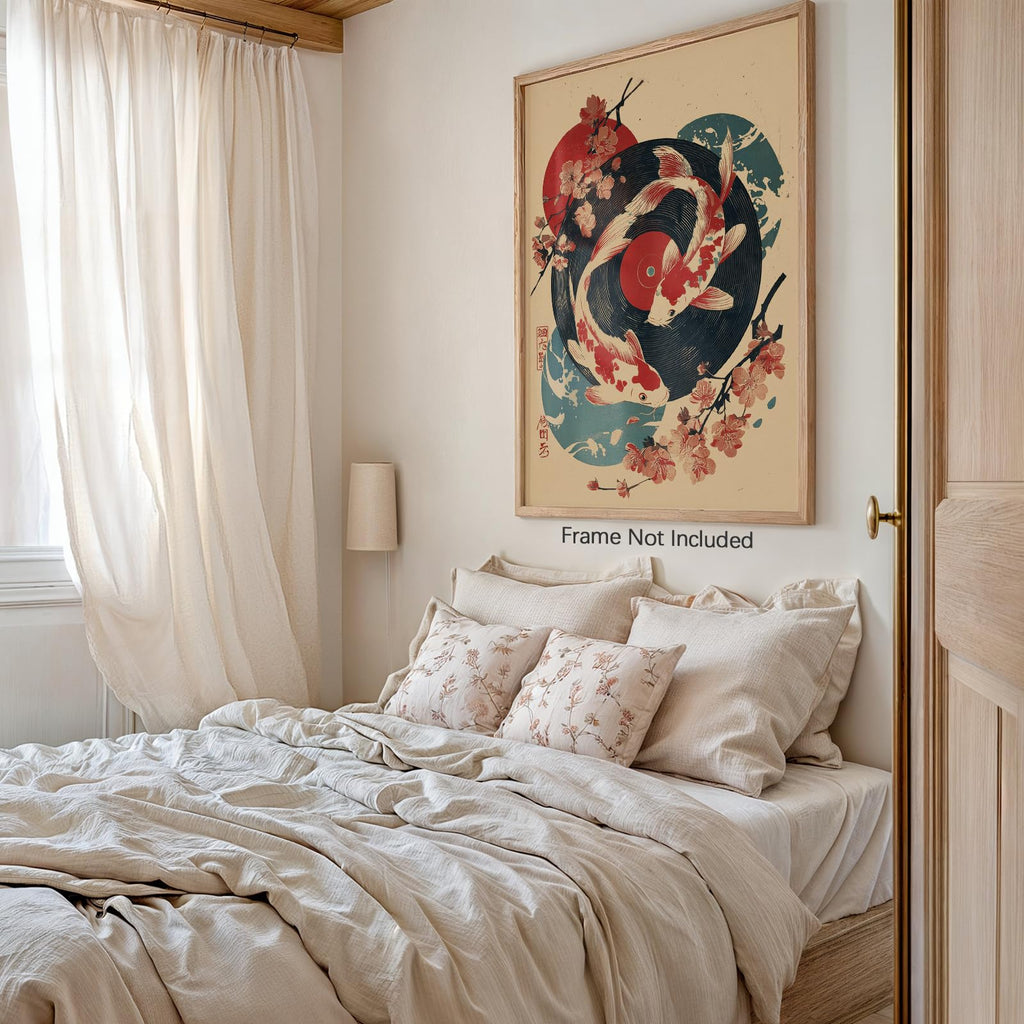 Japanese Canvas Wall Vintage Koi Fish Posters Modern Vinyl Music Print Funny Tokyo Cherry Pictures Oriental Animal