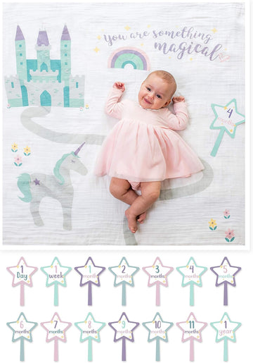 Baby's First Year Milestone Blanket and Card Set | 40in x 40in (Something Magical)