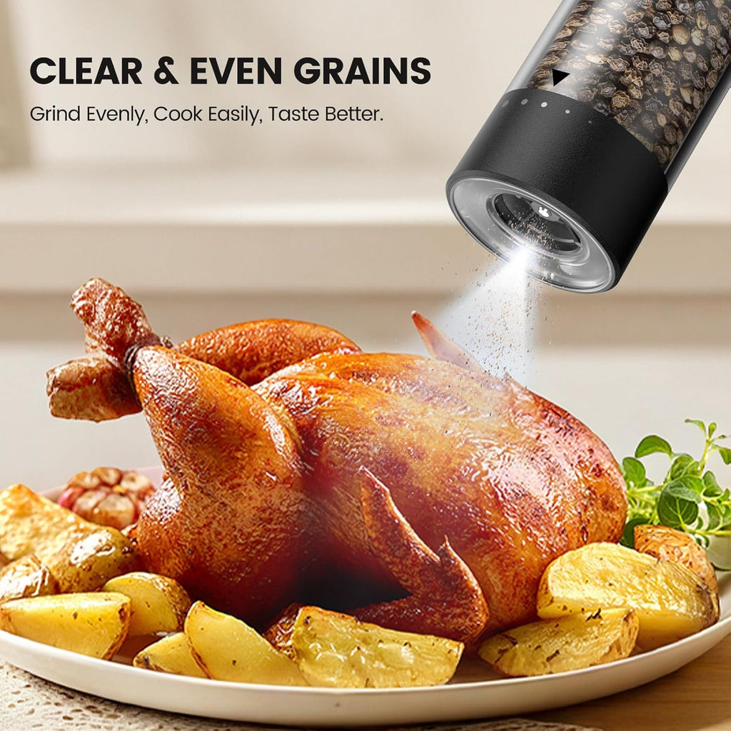 Electric Salt and Pepper Grinder Set - Rechargeable Automatic Salt and Pepper Shakers, Kitchen Appliances - Set of 2