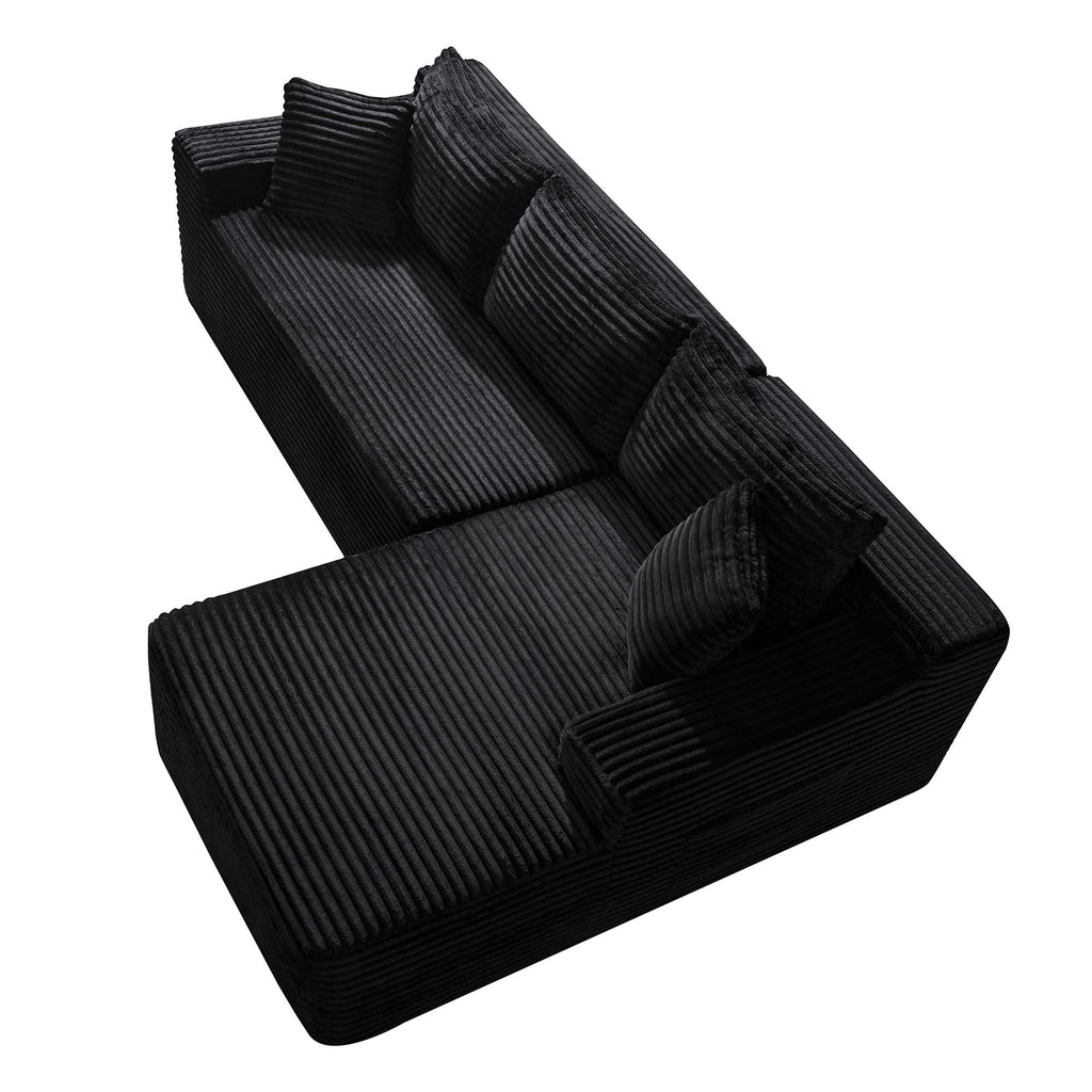 95" L-Shaped Cloud Sectional Couch, Right Facing Modular Compressed Boneless Sectional Sofa with Chaise Lounge, Plush
